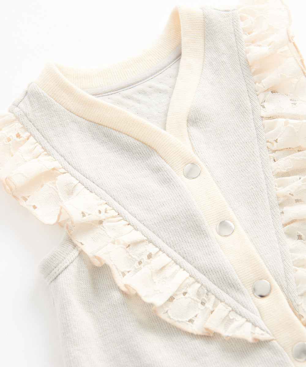 Main | Toddler Angel Ruffle Cardigan Vest | Paneled | 100% organic cotton