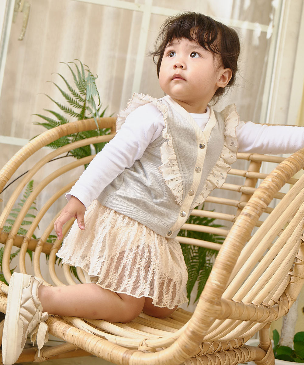 Main | Toddler Angel Ruffle Cardigan Vest | Paneled | 100% organic cotton