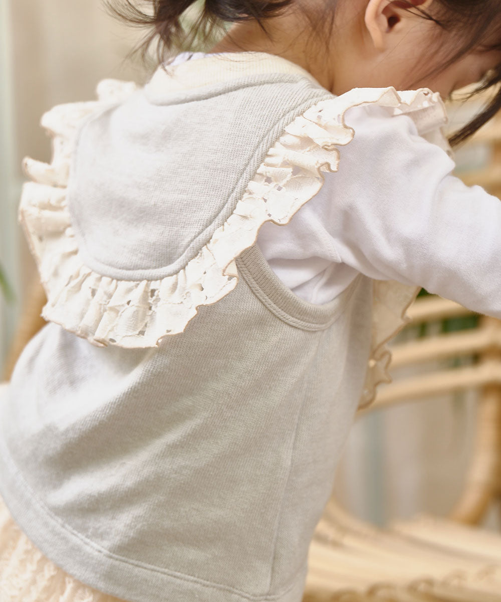 Main | Toddler Angel Ruffle Cardigan Vest | Paneled | 100% organic cotton