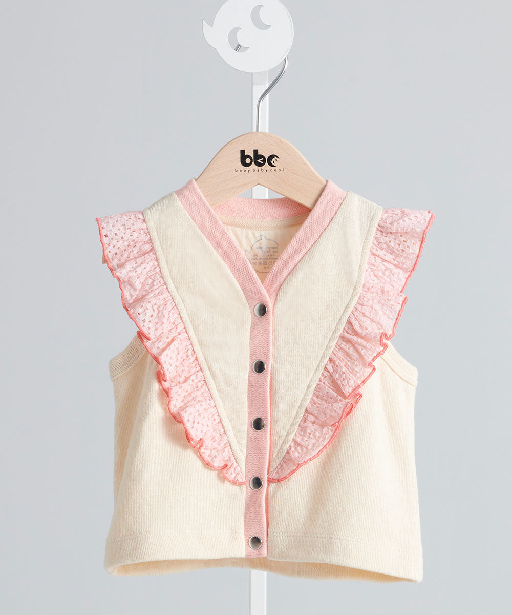 Main | Toddler Angel Ruffle Cardigan Vest | Paneled | 100% organic cotton